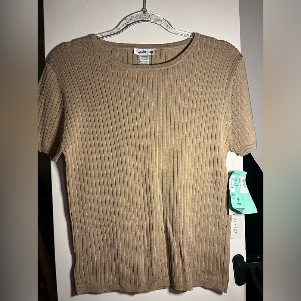 light brown/beige shirt sleeve sweater material nordstrom shirt NWT
